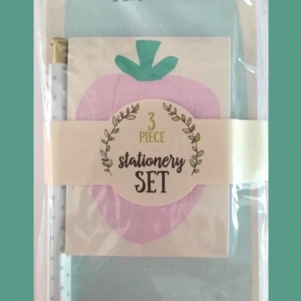 Stationery Set Pen List Pad Sticky Notes Market Strawberry Kitchen To Do List